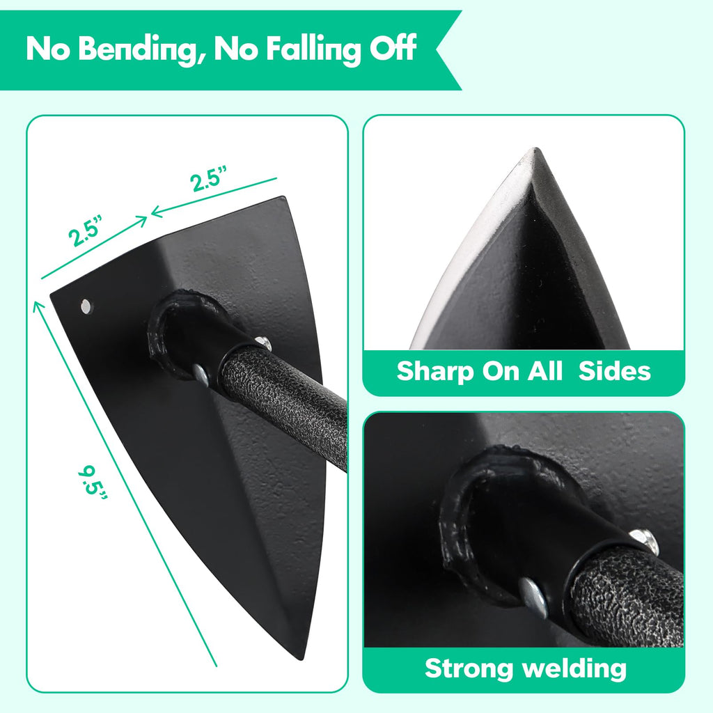 Garden Hoe, Heavy Duty Trenching Hoes with 60 Inch Long Handle, Sharp Edge Triangle Weeding Hoe Garden Tools for Weeds Removal,Cultivating,Digging,Loosen Soil, Trenching, Landscaping Manual Weeder