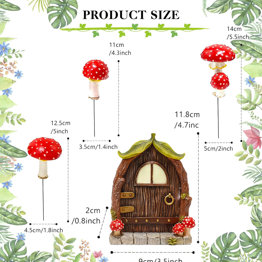 ChilArt Mushroom Fairy Door for Tree - Glow in The Dark Yard Art