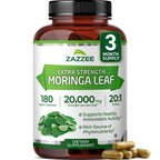 Zazzee USDA Organic Moringa Oleifera Leaf Extract 20:1, 20,000 mg Equivalent, 180 Vegan Capsules, Certified Kosher, High Potency Superfood Supplement, Antioxidant & Cellular Support, Made in The USA