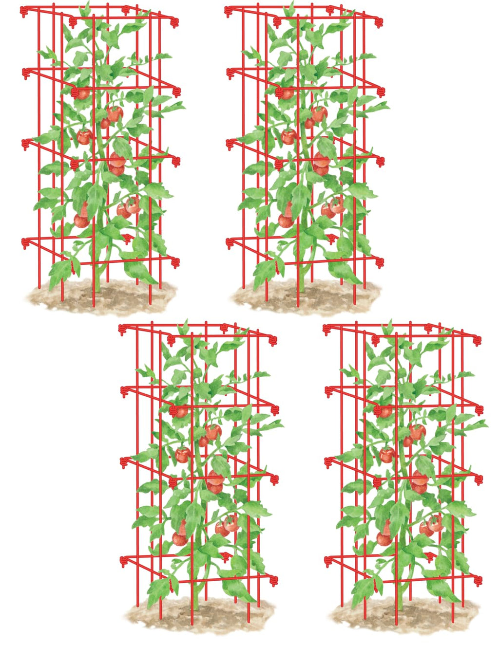 Gardener's Supply Company Lifetime Tomato Cages, Red, Set of 4