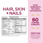 Nature's Bounty Optimal Solutions Hair, Skin & Nails Formula, with 3,000 mcg Biotin, 20 Total Servings, 60 Coated Caplets (Pack of 2)
