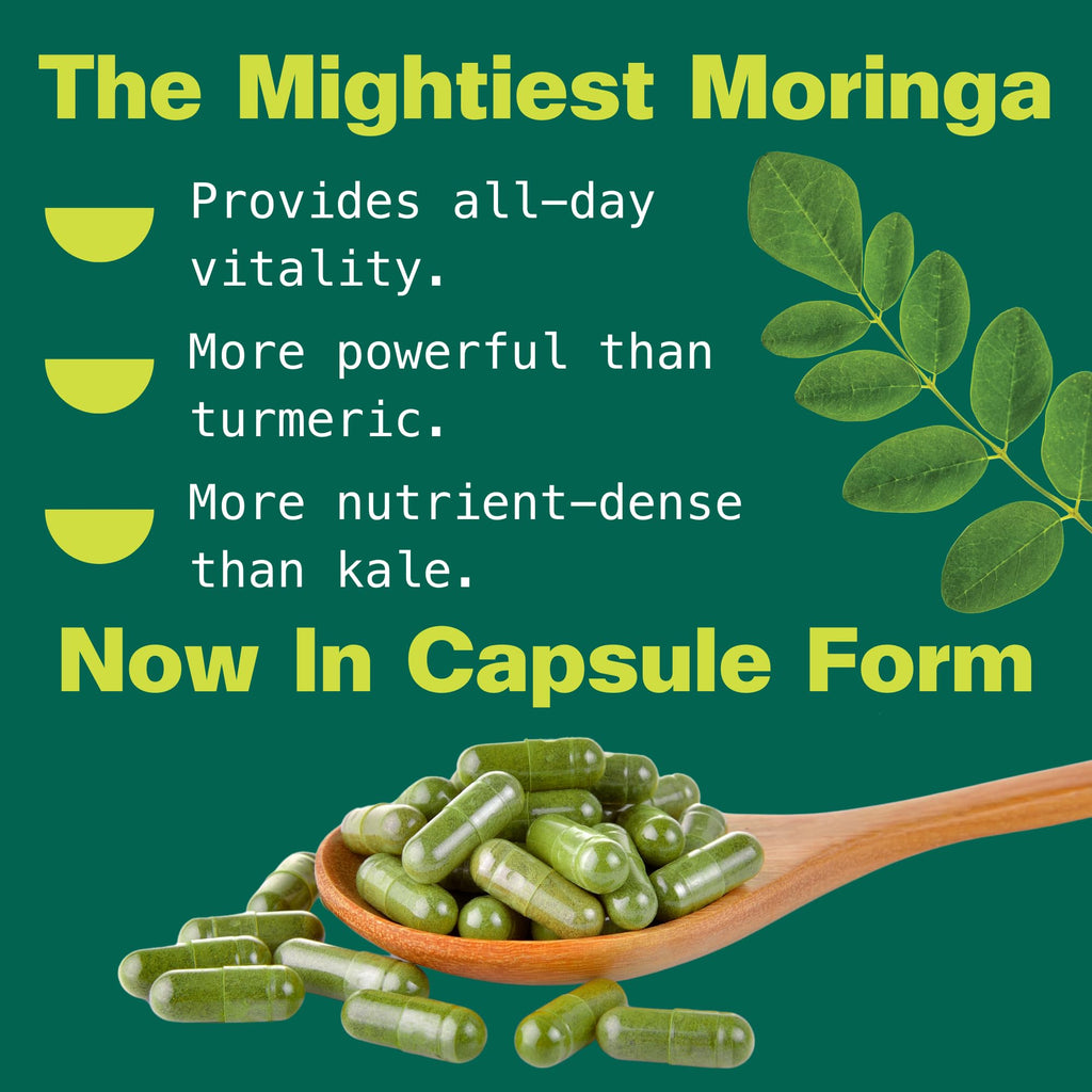 Kuli Kuli Organic Moringa Capsules 120 Count - Premium Moringa Leaf Powder Capsules - Nutrient-Dense Superfood for Energy, Vitality, and Wellness