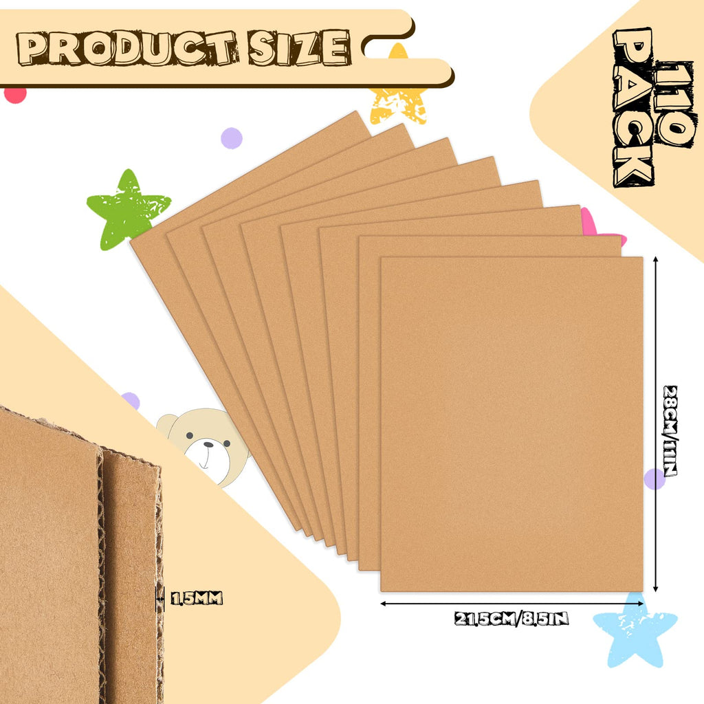 Henoyso 110 Pack 11 X 8.5 Inch Brown Cardboard Sheets