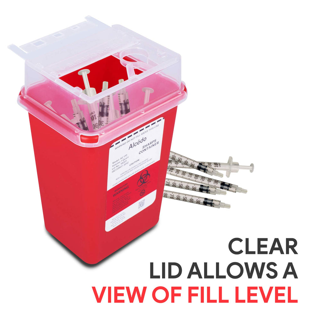Alcedo Sharps Container 1 Quart (3-Pack) for Home Use & Travel Disposal
