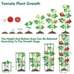 ROADPLUM 3 Pack 48" Tomato Cages for Garden, Plastic Coated Steel Pipe Heavy Duty Adjustable Tomato Stakes Trellis Plant Cages for Vegetable, Fruit, Flower, Rose Vine Climbing Plants