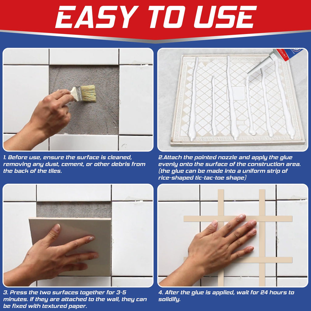 Yeardera Heavy Duty Construction Adhesive, 7.4 Ounce Cement Glue Squeeze Tube, Versatile Construction Glue for Tile, Floor, Stone, Wood, Wall & More, Pack of 1 (CZJS-100ml-001)