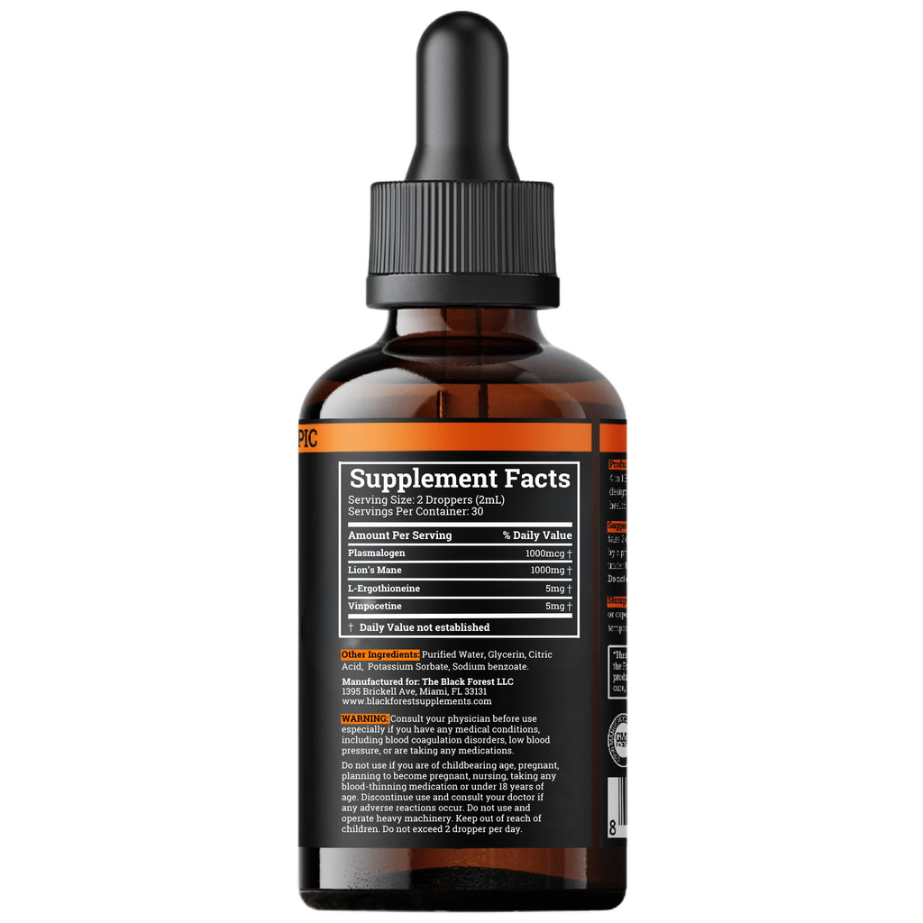 Brain Complex Addifocus™ Brain Supplements For Memory and Focus (Plasmalogen, Lions Mane, Vinpocetine 10mg & Ergothioneine) Memory Supplement for Brain, Brain Defender Supplement, Brain Health
