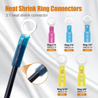 mankk 180PCS Copper Wire Lugs with Tool AWG 2 4 6 8 10 12 14 16 Gauge Battery Terminal Connectors Battery Cable Ends Connectors Copper Ring Terminal Kit with Heat Shrink