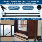 Door Security Bar, Rerishom Door Stoppers Security bar,Heavy Duty Door Lock Security Door Jammer Door Stopper for Apartment, Hotel Room,Screen Door Hardware (Dark Black, 1 Pack)