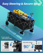 45.5" L Kitsure Collapsible Wagon with Wheels, 440LBS Heavy Duty Cart