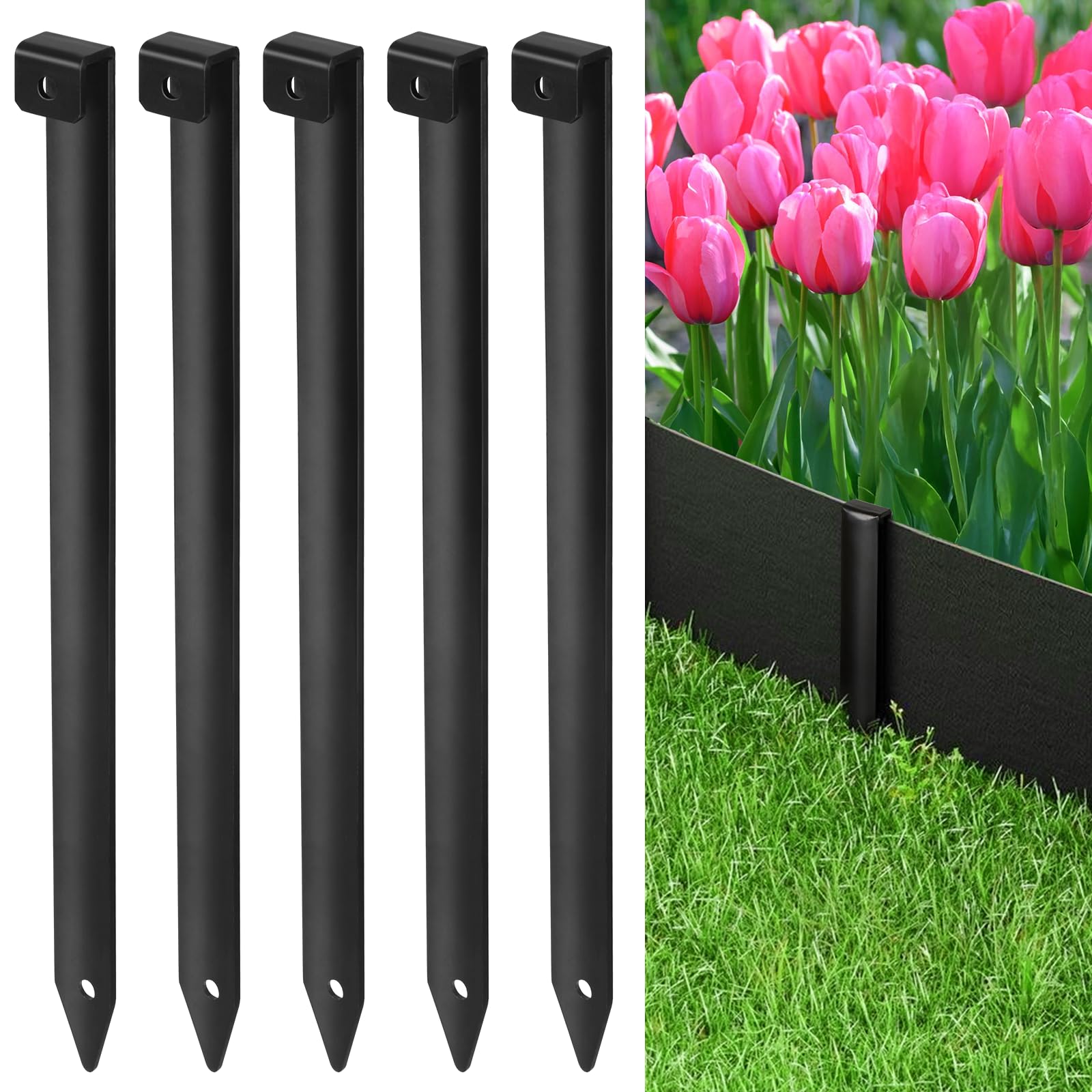 GZBEVITAR Landscape Edging Metal Stakes, 10 Inch Garden Edging Stakes