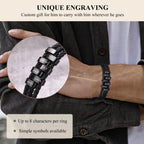 VNOX Personalized Name Dad Bracelet Giftsfor Men,Braid Leather Bracelets with 7 Custom Beads Name Bracelet for Husband Father Grandpa, Birthday Father's Day for Dad from Daughter Wife Son