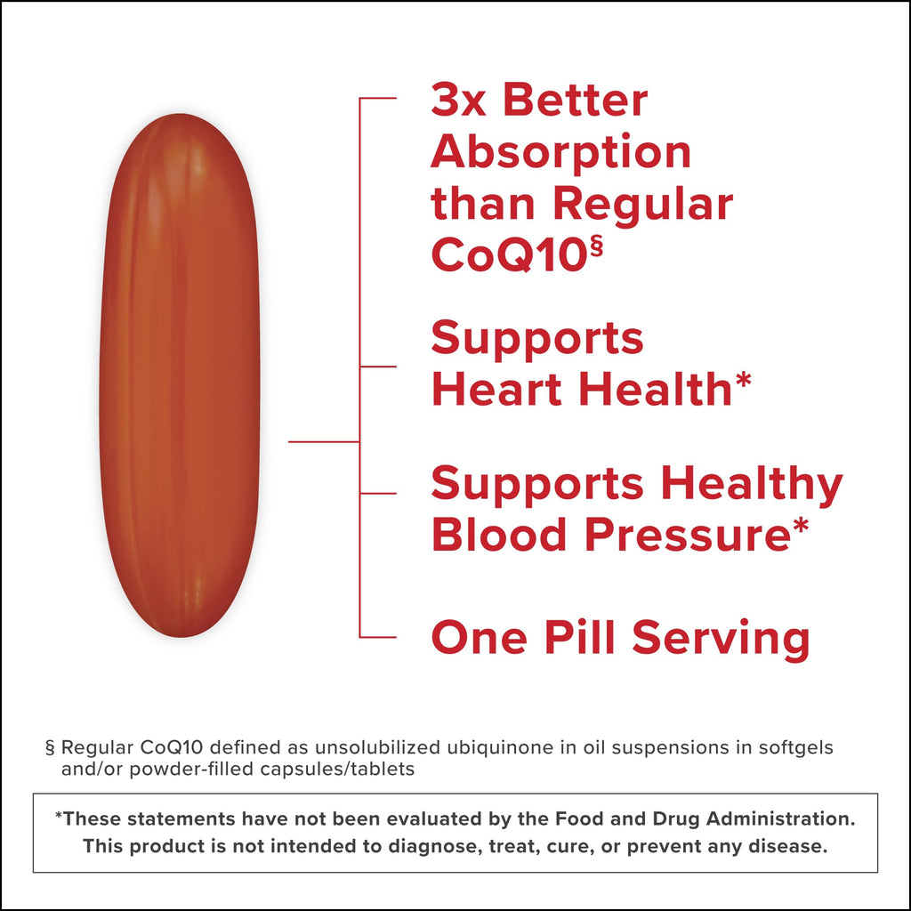 Qunol Ultra CoQ10 100mg Softgels- 3x Better Absorption, Antioxidant for Heart Health & Energy Production, Coenzyme Q10 Vitamins and Supplements, 3 Month Supply, 90 Count