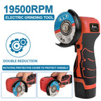 ZFULVO Cordless Brush Angle Grinder Kit, 19500rpm Mini Electric Angle Grinding Tool with 2pcs 16.8V 2000mAh Batteries and 6-Cutting Discs, Grinder Handheld Cutter for Metal Wood