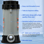 CL200 Inline Chlorinator Replacement for Hayward CL200EF Chlorine Feeder, Inground Pool Inline Automatic Chlorinator Feeder, High-Grade ABS Material, Easy to Use (2 O-Rings)