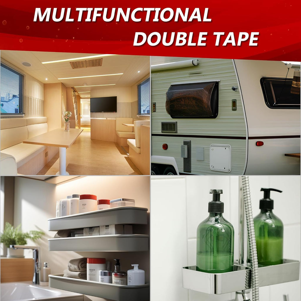 Rvhouse 3M Double Sided Tape 2"×16.4ft 5925 Black Mounting Tape Heavy Duty Waterproof Foam Tape Strong Adhesive for RV LED Strip Light Décor(2 Pack)