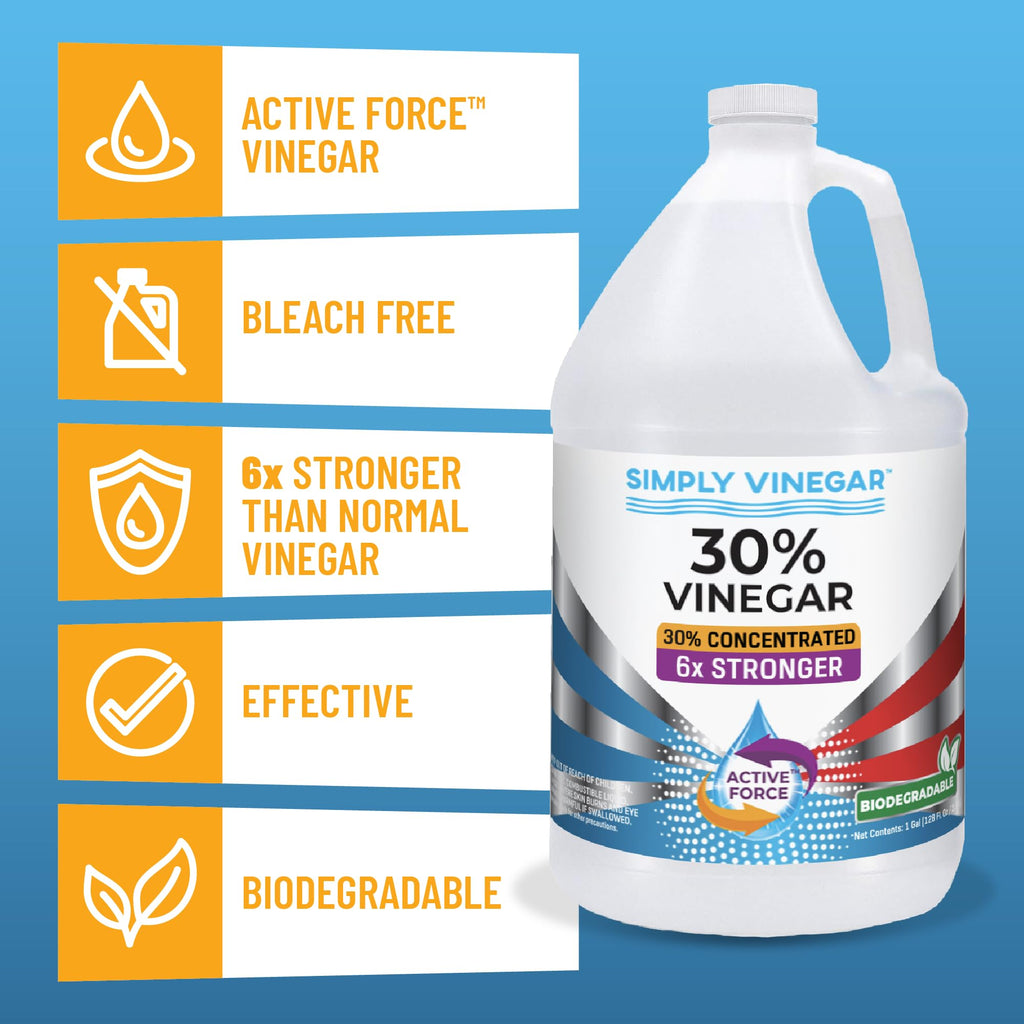 Simply Vinegar 30% Vinegar – Pure Concentrated Active-Force Vinegar for Cleaning, Home, and Garden, 128 oz