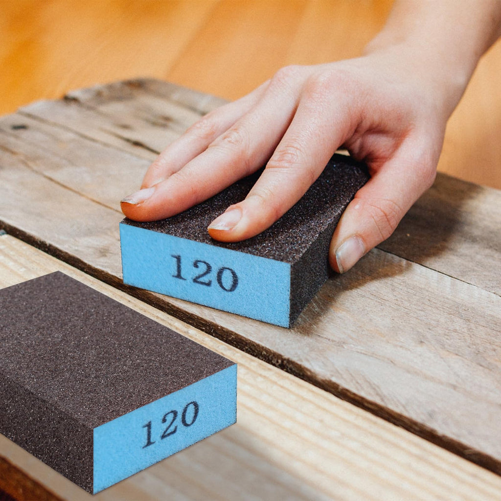 Romeda 8-Pack Sandpaper Block, 120 Grits Washable and Reusable Handmade Sanding Sponge, Drywall Sandpaper Blocks for Wooden Drywall Sheetrock and Metal Glazing