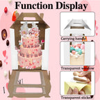 GODCDKC Cake Boxes - 2 Pack Tall Cake Box 12x12x14 Inch Disposable Layer Carrier with Window Large Tierd Cake Out Transport Containers with Handle for Wedding, Birthday, Party (White)
