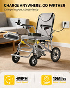 Ultralight 34lbs Foldable Electric Wheelchair for Adults, 350lbs Capacity, 500W Motor & Detachable Lithium Battery, Aluminum Frame Electric Wheelchair, All-Terrain Magnesium Wheels