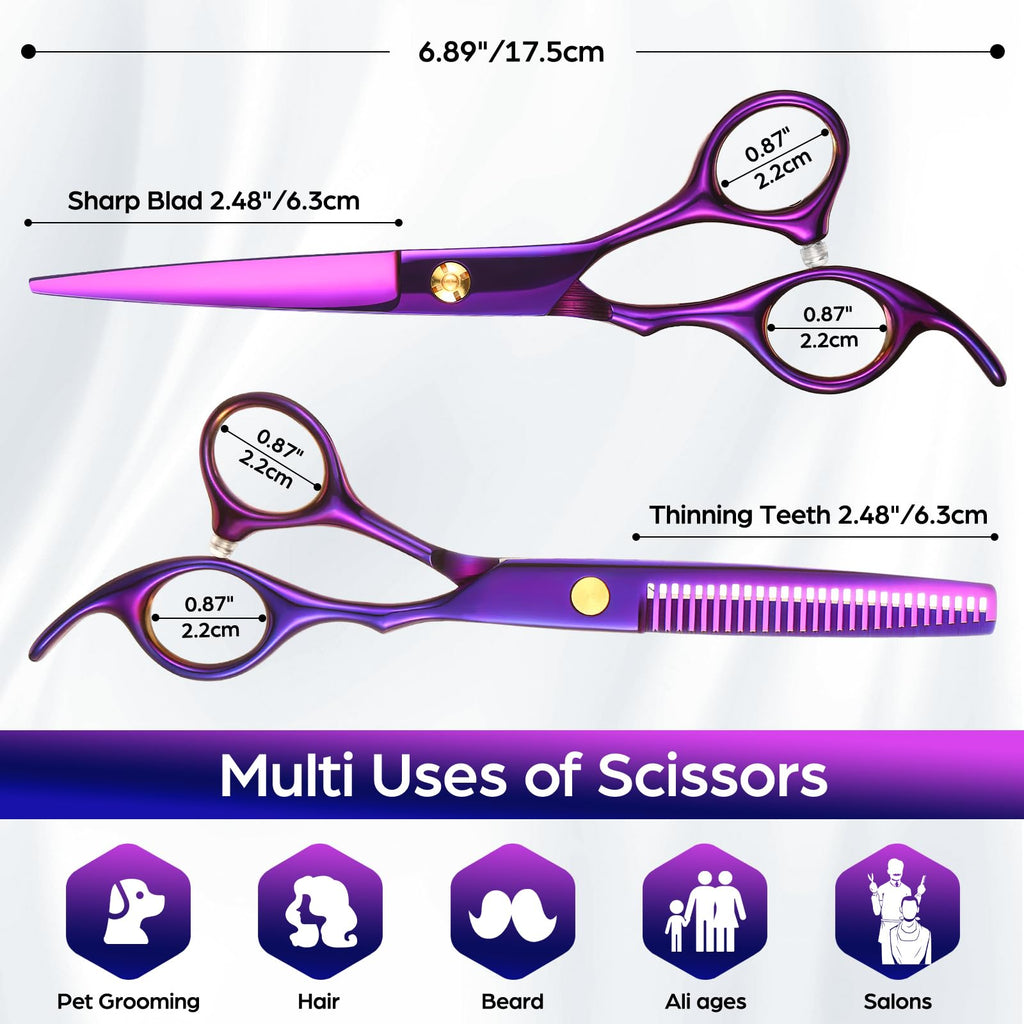 Wenshall Hair Cutting Scissors Professional 6.89 inch Barber Scissors Multifunctional Salon Thinning Scissors Straight Shears Tools for Mother Father Friends' Christmas Gift
