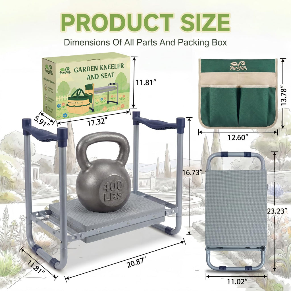 2-in-1 Heavy Duty Foldable Garden Kneeler And Stool With EVA Pad, Green
