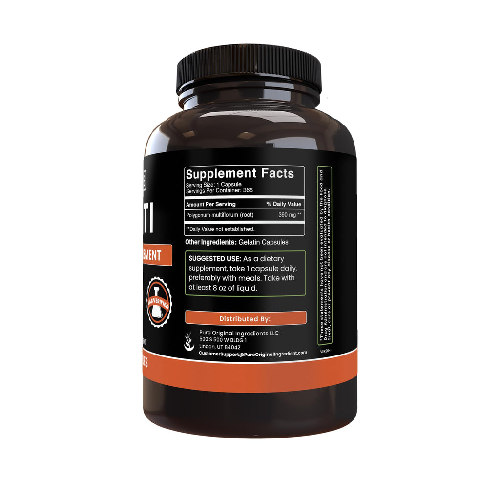 Pure Original Ingredients Fo-Ti (365 Capsules) No Magnesium Or Rice Fillers