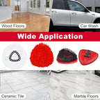 Hezane Mop Heads Replacement Compatible with O-Cedar EasyWring 1-Tank System, Includes 2 Microfiber + 2 Chenille Refills + 1 Scrub Brush + 1 Spin Mop Base for Hard Floor Cleaning