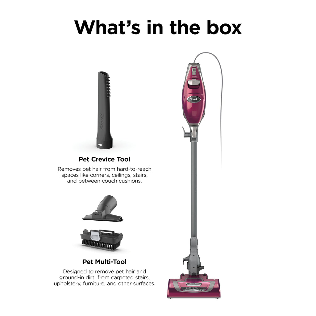 Shark Rocket Pet Plus Corded Stick Vacuum, Lightweight, Bordeaux, HV322
