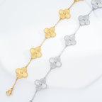 Acicihenn Waterproof Four-Leaf Clover Bracelet, Adjustable Link Double Sided Jewelry, Lovely Fashion Jewelry Gift for Women Gold Bracelet + Silver Bracelet