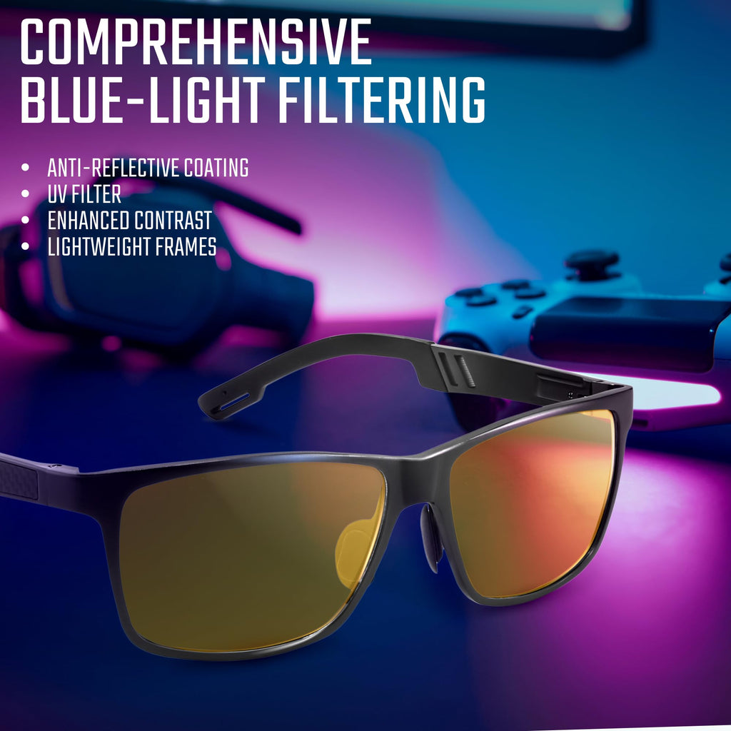 IBOANN Metal & Carbon Eyewear Frame Blue Light Blocking Glasses Men for Computer, Gaming, Night Driving Glasses for Man