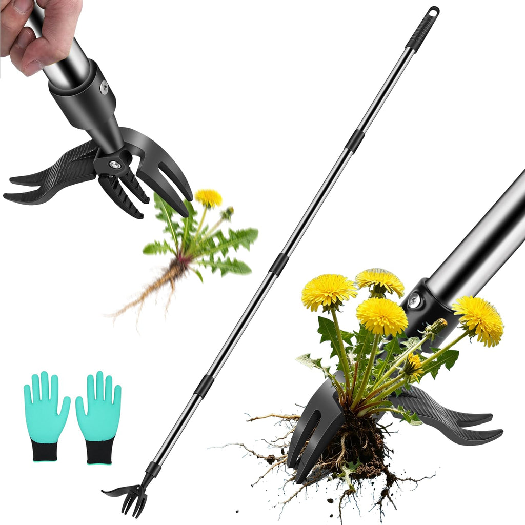 Weed Puller Tool - Adjustable Upright Weeder, 4 Claw Long-Handled Weeding Tool, No Need to Bend or Kneel to Weed Easily, Weeding Tool for Garden, Lawn, Farm and Courtyard