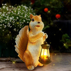 Solar Garden Statues Squirrel Decor - Resin Outdoor/Indoor Squirrel Sculpture Garden with Lights Statue Decoration for Patio Home Yard Lawn, Unique Garden Figurine with Lights Gift for Mom Grandma