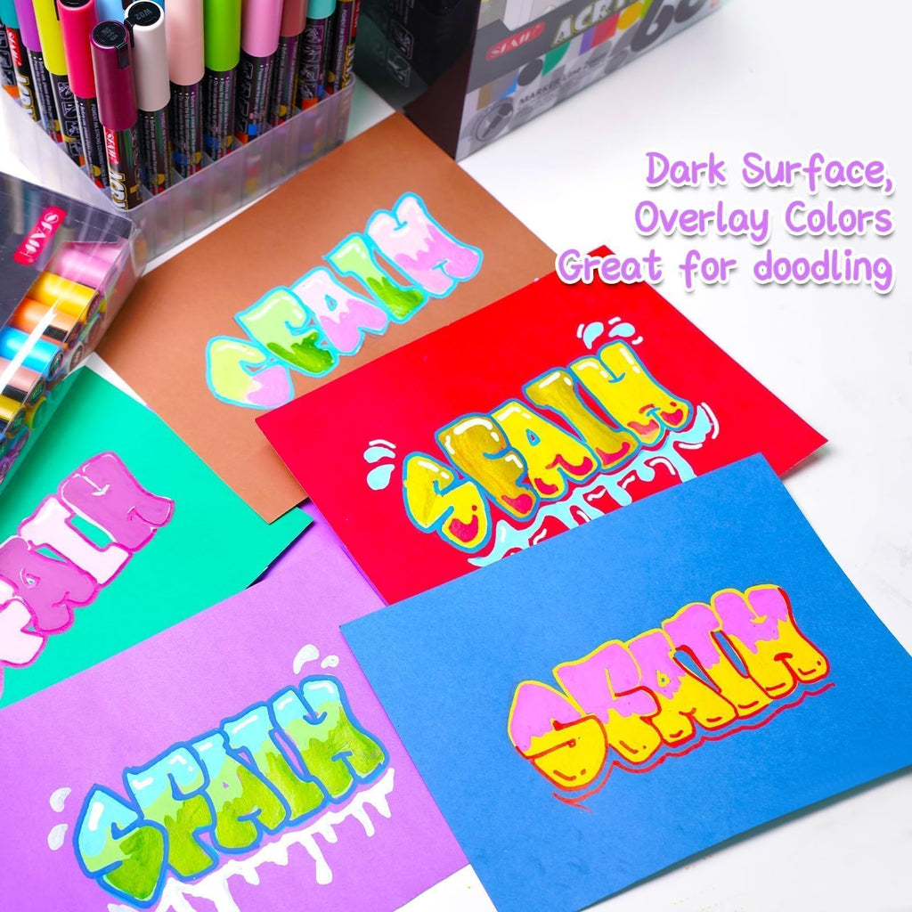 SFAIH Acrylic Creative Markers - 3mm Replaceable Nibs 24 Colors