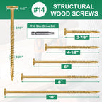 FMhotu 8 Inch Heavy-Duty Outdoor Deck Screws, 50Pcs Star Drive Decking Wood Screws, Rust Resistant Timber Screws for Timber/Log/Landscaping Wood (#14 x 8 Tan)