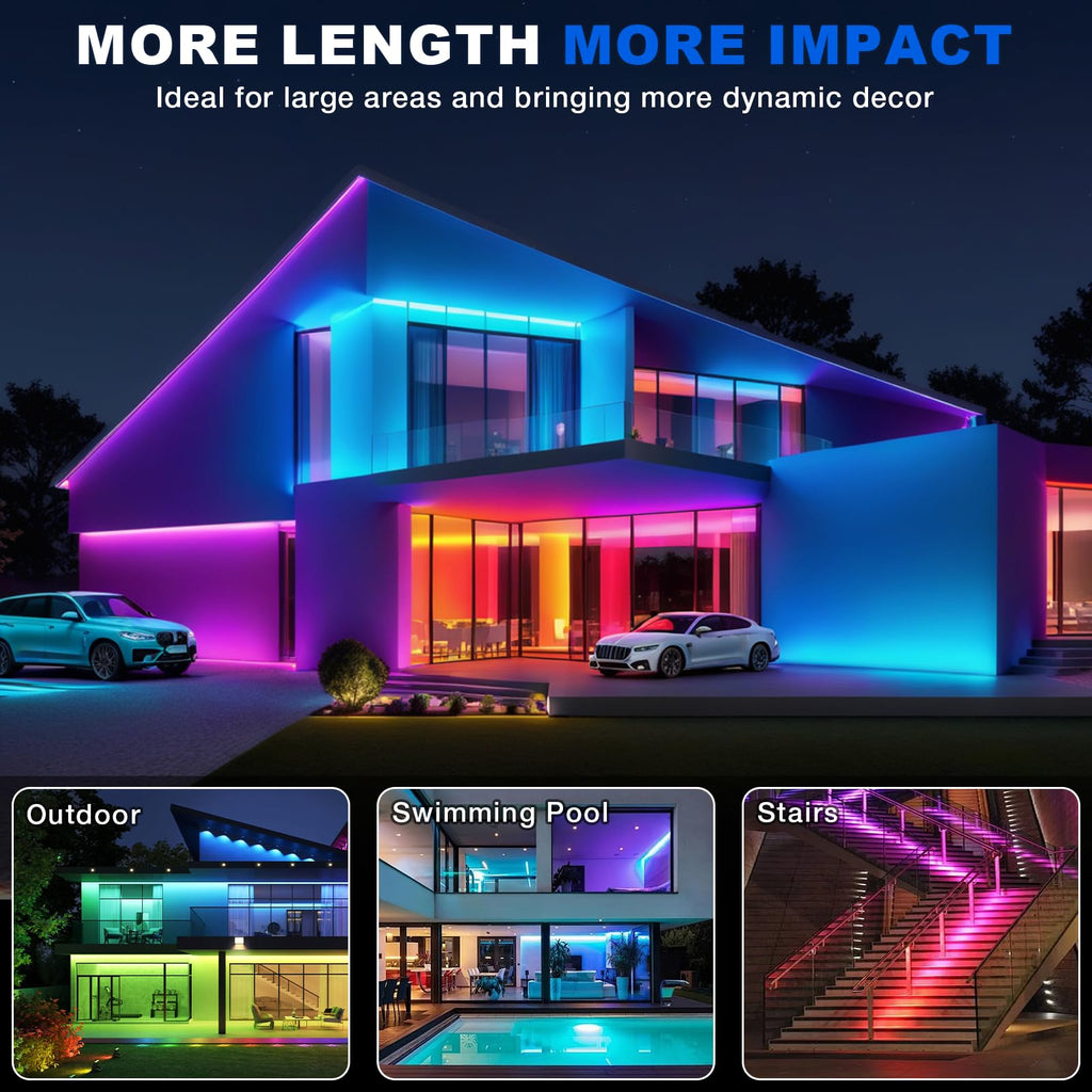 YILINM LED neon Lights,50FT RGB Neon Rope Lights,with Remote Control/APP Control,Music Sync,Timer Function,IP67 Waterproof Flexible Neon Strip Lights,for Bedroom Gaming Outdoors Decor