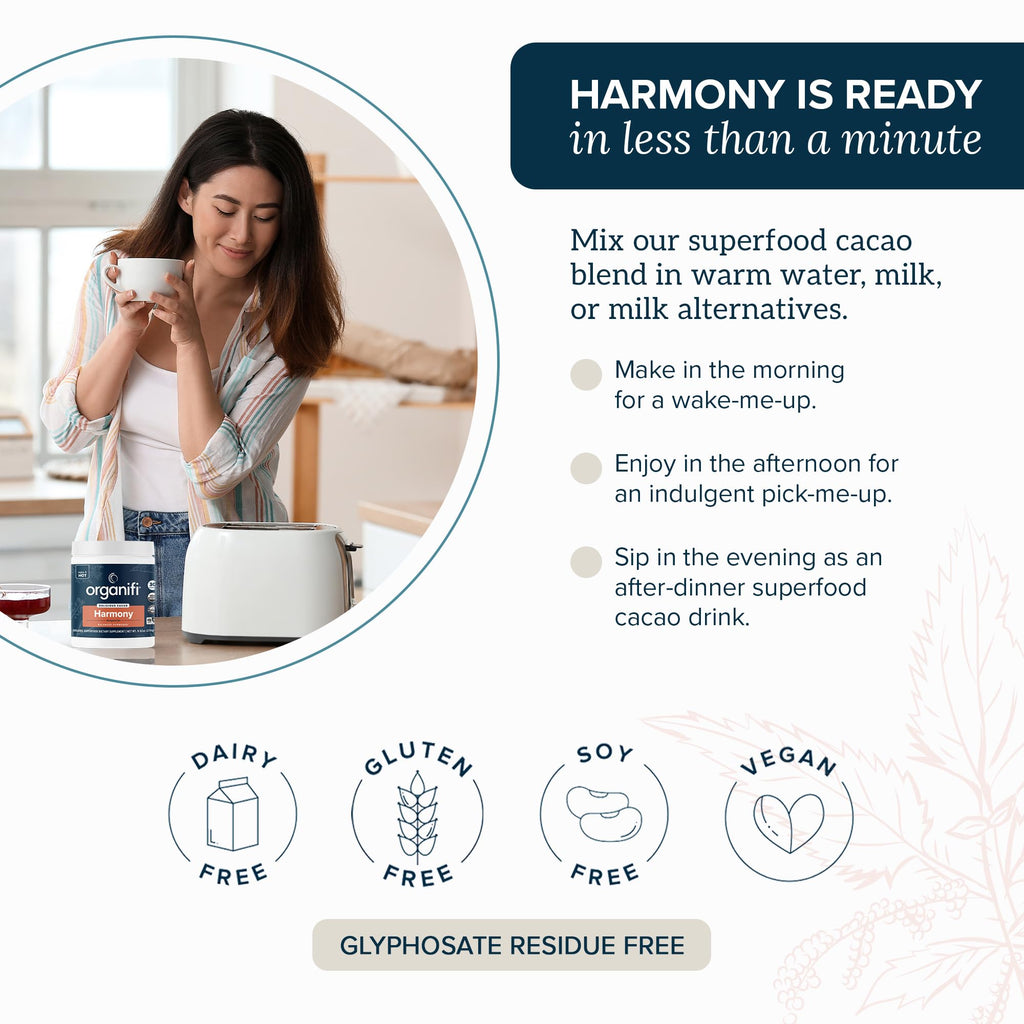 Organifi Harmony - Hormone Balance for Women with Cacao Superfood Powder, 30 Servings