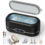 Miorcols Ultrasonic Jewelry Cleaner, 48KHz Jewelry Ultrasonic Cleaner Machine for All Jewelry, Glasses, Rings, Retainers, Watch Strap, Dentures, 304 Stainless Steel 12oz Cleaning Pod - Black
