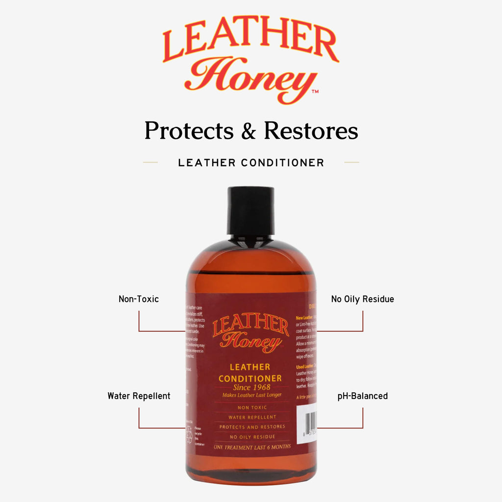 Leather Honey Best Leather Conditioner Since 1968. For Use on Leather Apparel, Furniture, Auto Interiors, Shoes, Bags and Accessories. Non-Toxic and Made in the USA!