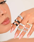 Rinfit Silicone Ring with Stone, Round Cut CZ - Pack: A, Wht/Sil, Size 7