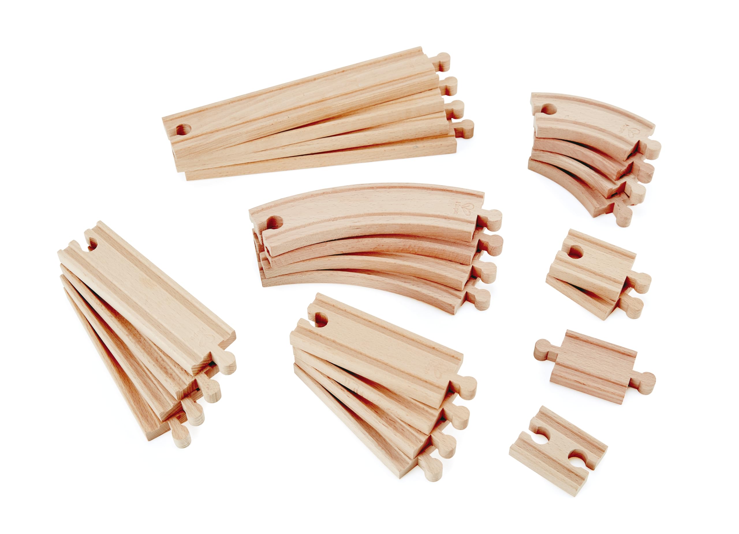 Hape 24 Pcs Wooden Railway Super Expansion Rail Pack| Compatible with Other Wooden Tracks