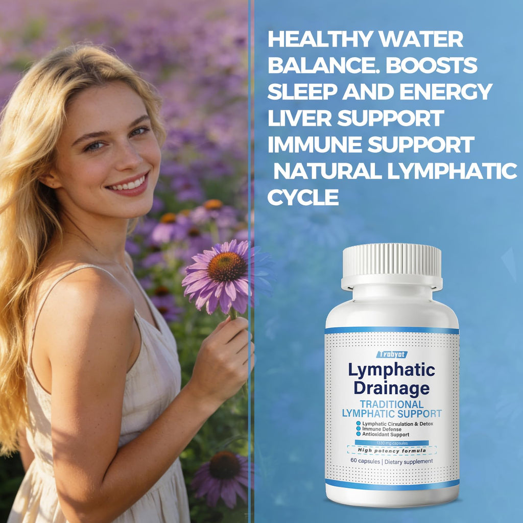 Trobyot Lymphatic Drainage Capsules for Sedentary Lifestyles | Lymphatic Support Supplement with Dandelion & Cleavers | Supports Fluid Balance, Digestion & Circulation | Non-GMO, Vegan | 60 Count
