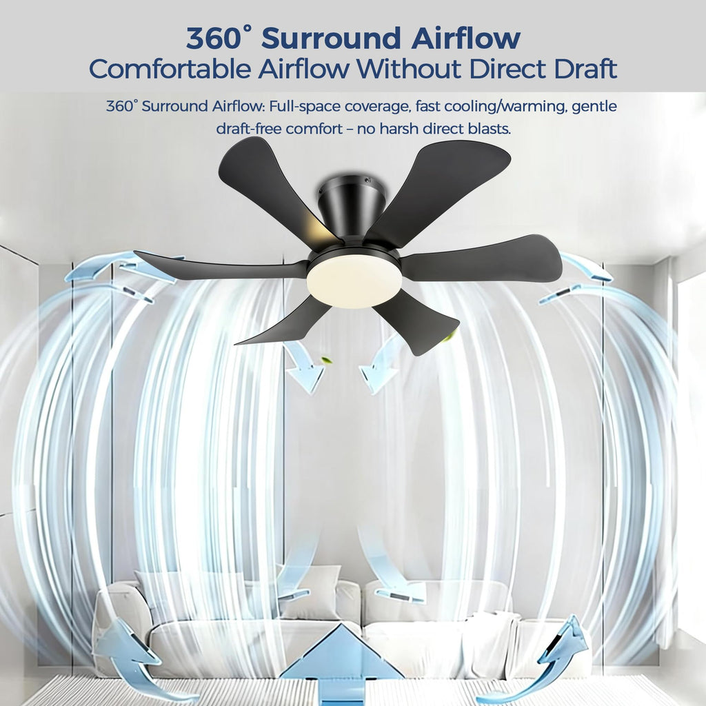 GJeg Ceiling Fans with Lights,36" Low Profile Ceiling Fan with Light and Remote Control,Flush Mount, Reversible, Dimmable, Noiseless, Black Ceiling Fan for Bedroom