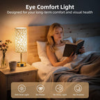 Fitfull Table Lamp for Nightstand, High-Sensitivity Touch, 3-Level Dimmable Bedside Lamp with AC Outlet | USB | and USB-C, Ideal Night Stand Lamp for Bedroom, Reading, Living Room(Triangle&Gold)