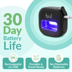 Bril UV-C Toothbrush Sanitizer and Holder – Wall Mounted, Rechargeable, 30-Day Battery, Magnetic Mount, Fits Electric and Manual Brushes, Portable Travel Case, Auto-Shutoff – Black