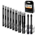 DECKRKAT 10-Piece Dry Diamond Drill Bits & TileDrill Bits - 3/16"(x2), 1/4"(x3), 5/16", 3/8", 1/2" + 1/4"(x2) Masonry Bit for Tile,Ceramic, Porcelain,Marble,Granite.