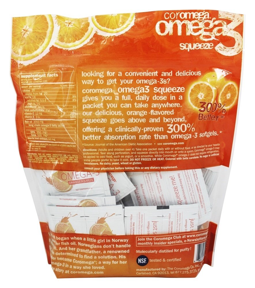 Coromega - Omega-3 Squeeze Orange - 120 Packet(s)