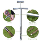 Soil Probe 16 Inch with 2 Bags, Soil Sample Probe with Ejector for Lawn House Plants, T-Handle Soil Sampler Probe Rod, Stainless Steel Soil Test Kits Tool for Soil Sampling