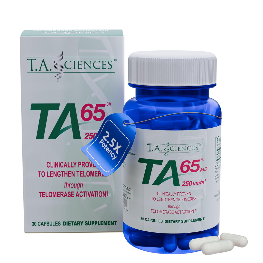 T.A. Sciences TA-65 Telomere Activation Supplement, 2.5 Times Potency Telomerase, 30 Capsules