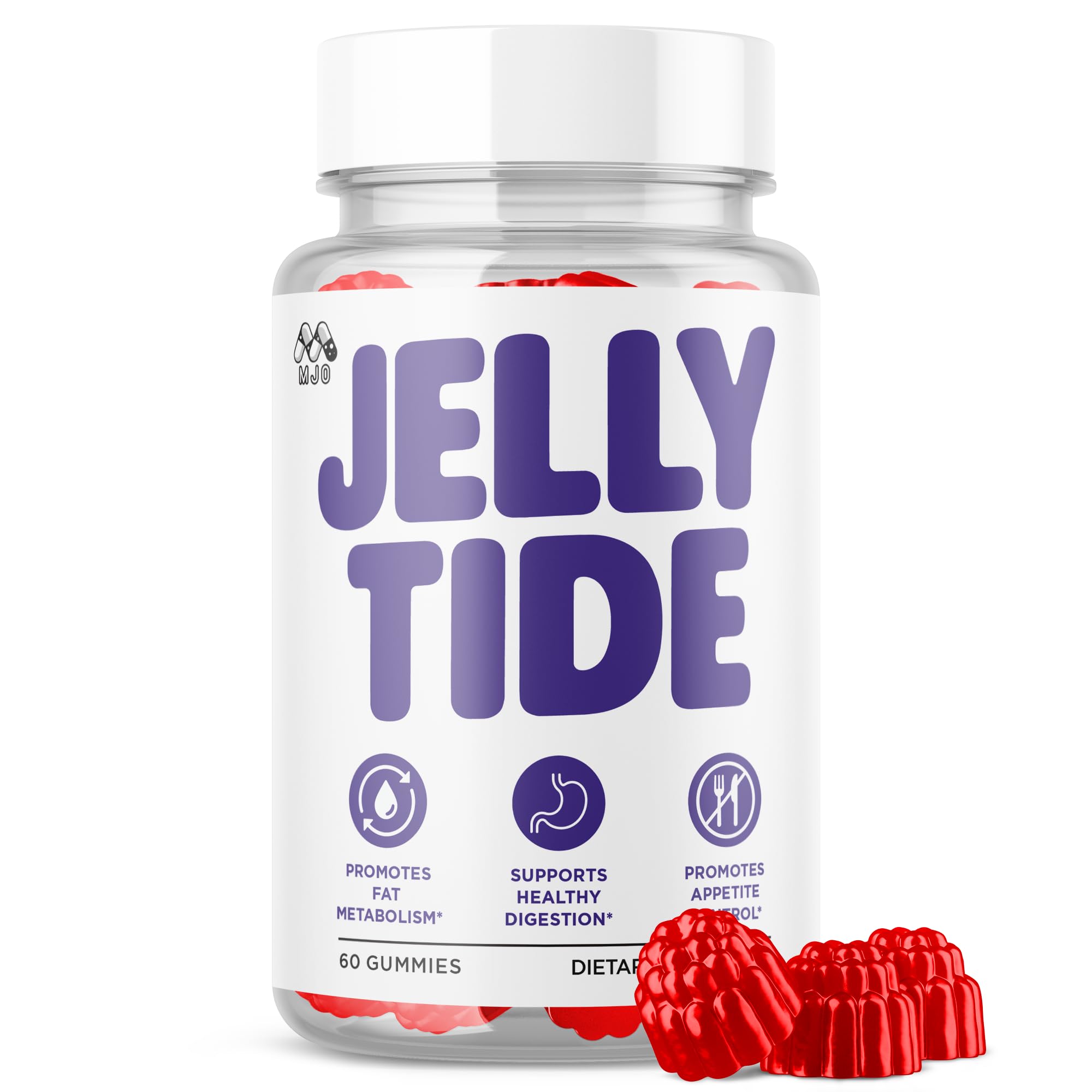Jelly Tide Gummies, Official Jellytide Weight Management Gummys with Natural Ingredients, Jellytide Advanced Health & Wellness Gummys with Maximum Strength Active Lifestyle Multivitamins (60 Gummies)